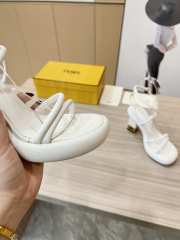 Fendi Baguette Heeled Sandals in White - 5