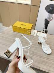 Fendi Baguette Heeled Sandals in White - 3