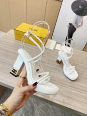 Fendi Baguette Heeled Sandals in White - 4