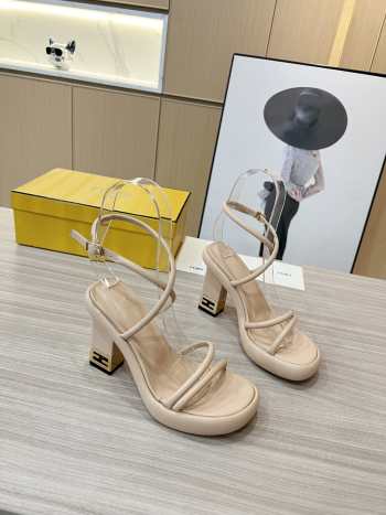 Fendi Baguette Heeled Sandals in Nude