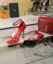 YSL High Heel Sandals in Patent Leather Red - 5