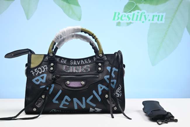 Balenciaga City Graffiti Classic Studs Bag 38CM - 1