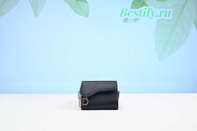 Dior Saddle Compact Zipped Wallet Black 11CM - 1