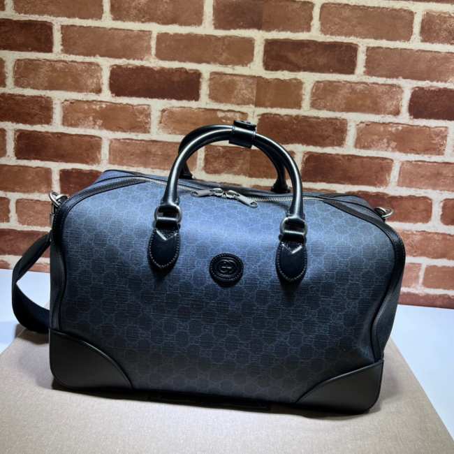 Gucci Large Duffle Bag with Interlocking G in black  - 1