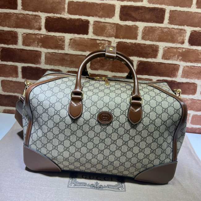 Gucci Large Duffle Bag with Interlocking G in Brown - 1