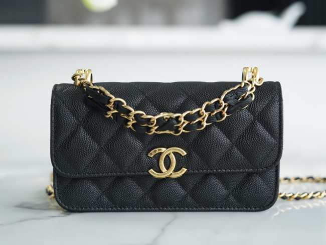 Chanel 22k Mini WOC Bag 17CM Black - 1