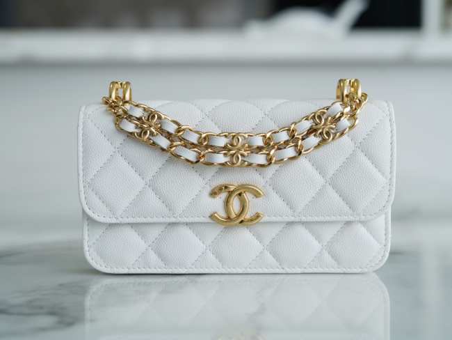 Chanel 22k Mini WOC Bag 17CM White - 1