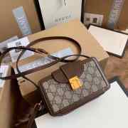 Gucci GG Supreme Monogram Mini Clasp Bag Beige Brown - 1