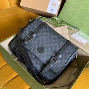 Gucci Messenger Bag Black GG Canvas 28CM