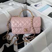 Chanel Flap Bag with Handle Pink 21CM - 1