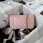 Chanel Flap Bag with Handle Pink 21CM - 5