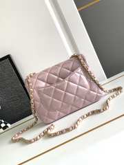 Chanel Large Square Pearl Flap Bag Light Pink Lambskin Gold Hardware - 4