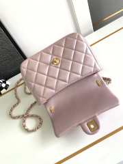 Chanel Large Square Pearl Flap Bag Light Pink Lambskin Gold Hardware - 3