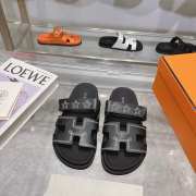 Hermes Chyper Sandals 005 (Black, White, Brown) - 1