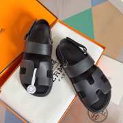 Hermes Genius Sandals 006 (Black, White, Brown) - 6