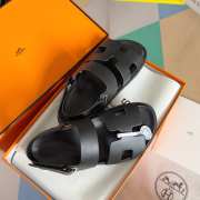 Hermes Genius Sandals 006 (Black, White, Brown) - 2