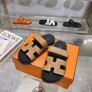 Hermes Chyper Sandals 005 (Black, White, Brown) - 6