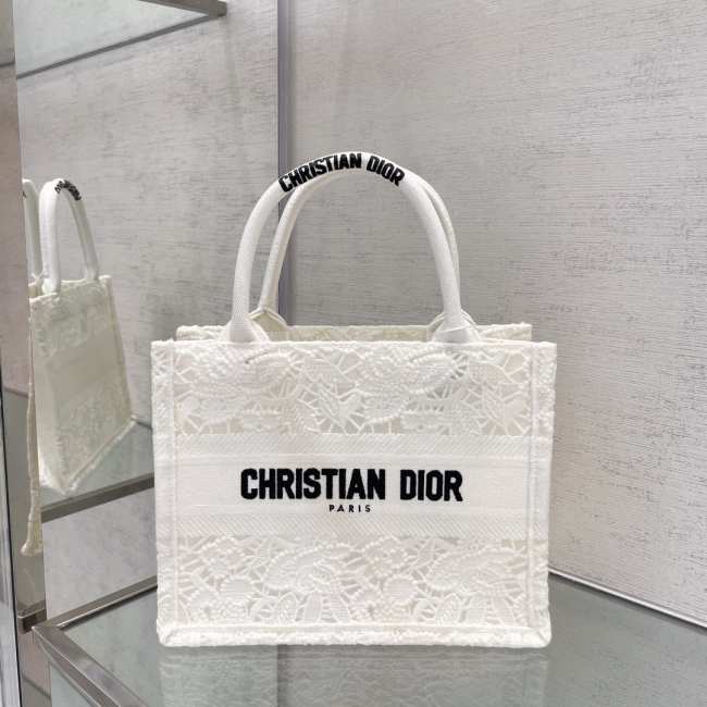 Dior Small Book Tote Bag White  - 1