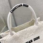 Dior Small Book Tote Bag White  - 4