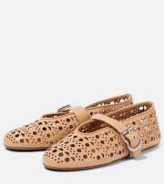 Alaia Vienne Leather Ballet Flats Beige - 3