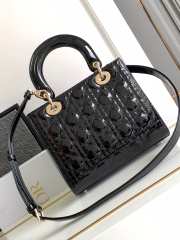 Dior Lady Dior Leather Handbag in Black With Gold Hardware - 3