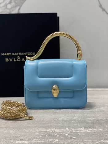 Bvlgari Serpenti Shoulder Bag Blue 19CM