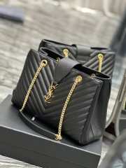 YSL Chevron Monogram Shopping Bag Black 33CM - 5