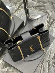 YSL Chevron Monogram Shopping Bag Black 33CM - 4