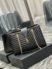 YSL Chevron Monogram Shopping Bag Black 33CM - 2