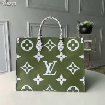 Louis Vuitton Monogram Women Onthego Handbag Green and White M44570