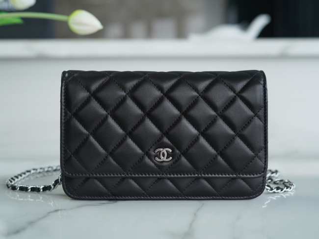 Chanel WOC Lambskin Bag in Black with Silver Hardware 19cm - 1