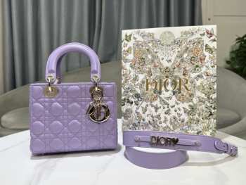 Dior lady Bag Lilac Cannage Lambskin 20cm