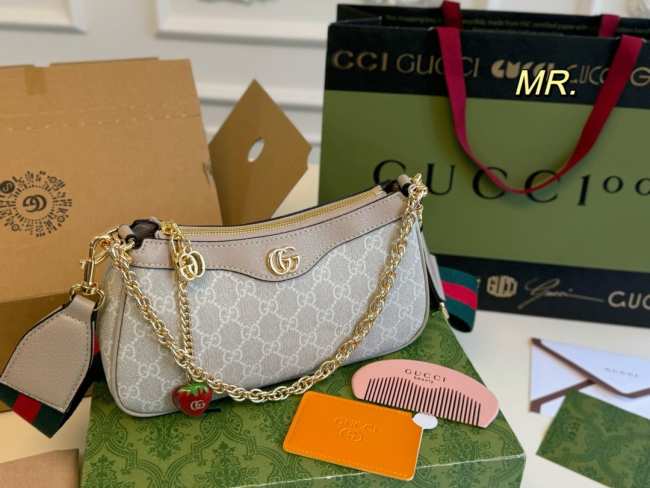 Gucci Ophidia GG Small Handbag Beige and white 25CM - 1