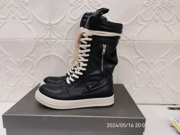 Rick Owens Cargo Basket Leather Boots Black Milk