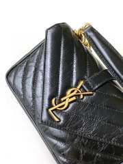 YSL Saint Loulou College Mini Chain Bag In Shiny Crackled Leather with Gold Chain 20cm - 6