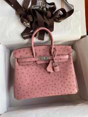 Hermes Ostrich Leather Brikin Pink Bag 25cm - 1