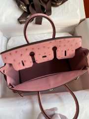 Hermes Ostrich Leather Brikin Pink Bag 25cm - 3