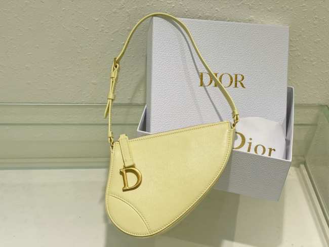 Dior Saddle Rodeo Pouch Yellow Goatskin 20cm - 1