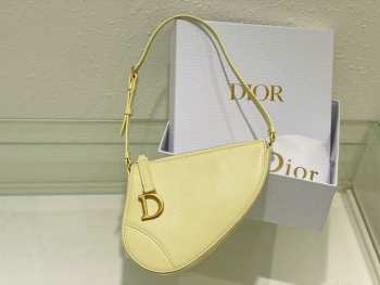 Dior Saddle Rodeo Pouch Yellow Goatskin 20cm