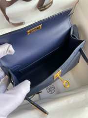 Hermes Ostrich Leather Mini Kelly Blue Bag 19cm - 6