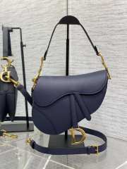 Dior Oblique Calfskin leather Saddle Large Bag in Dark Blue - 1