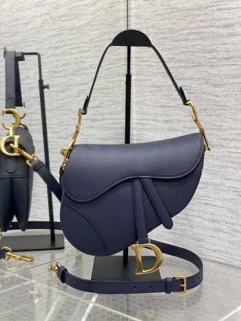 Dior Oblique Calfskin leather Saddle Large Bag in Dark Blue