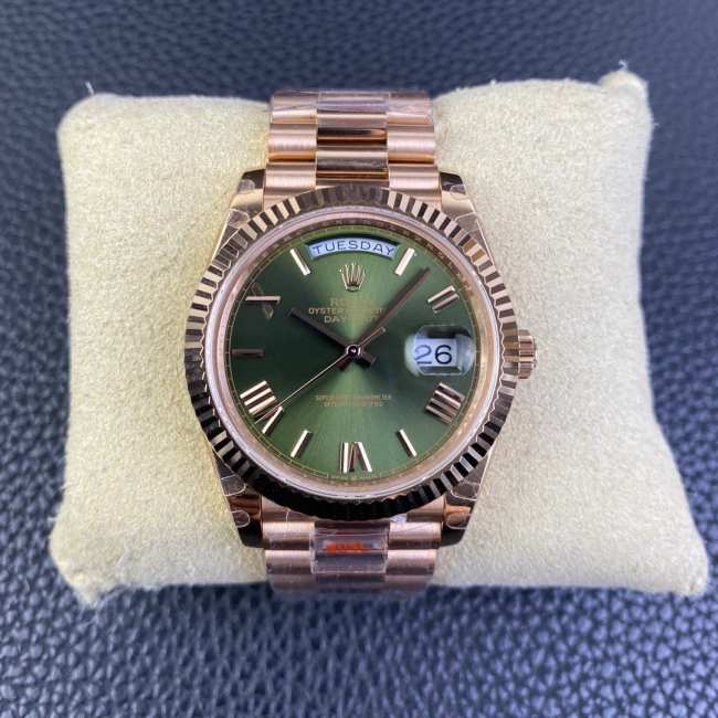 Rolex Day Date Rose Gold Olive Ref Watch 40mm - 1