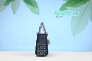 DIOR Metallic Satin Celestial Bead Embroidery Cannage Mini Lady Dior Blue 20cm - 2