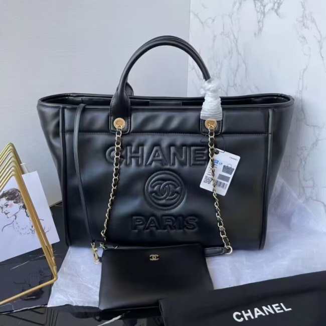 Chanel Tote Calfskin Black Bag 38cm - 1