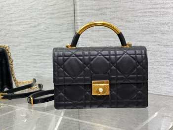 Dior Ange Medium Macrocannage Calfskin Bag in Black 25cm