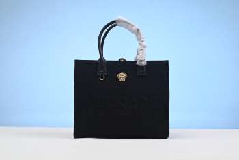 Versace La Medusa cotton canvas tote bag in Black 29.5cm