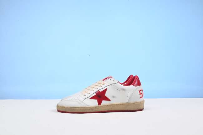 Golden Goose Ball-Star Low White Red - 1