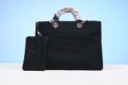 Chanel Deauville Canvas & Leather Chain Bag 2-way Black Gold 38cm - 1