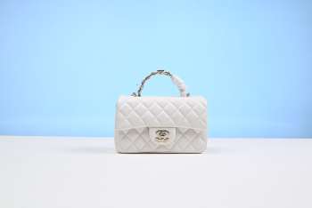 Chanel Lambskin Flap Bag in White with Gold Handle 20CM